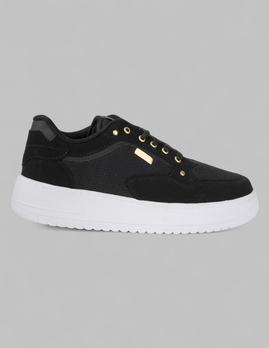 Tenis con cordones Exterior Textil Color Negro Para Mujer De RBCOLLECTION