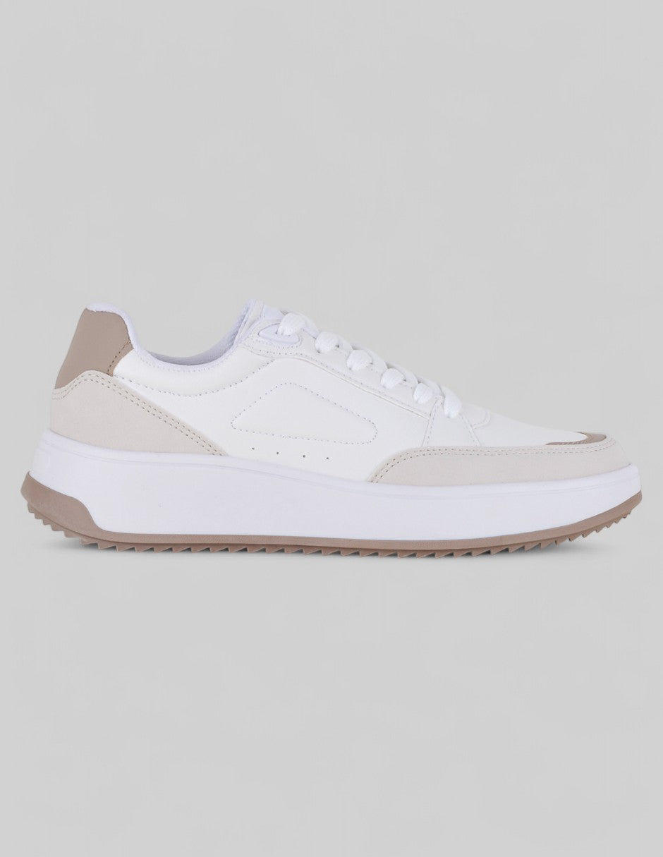 Tenis con cordones Urban en Piel vegana – Beige
