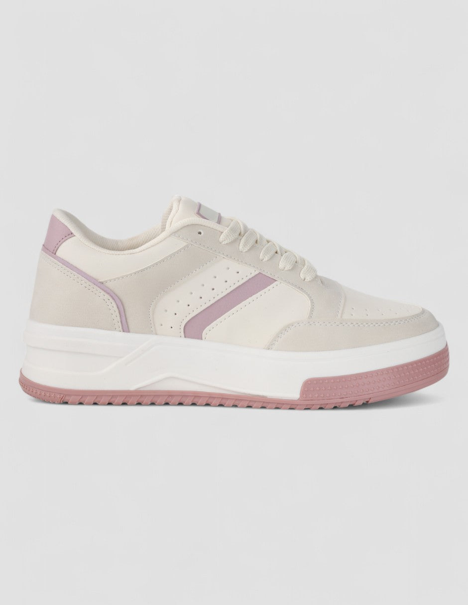 Tenis con cordones Exterior Sintético Color Beige Para Mujer De RBCOLLECTION