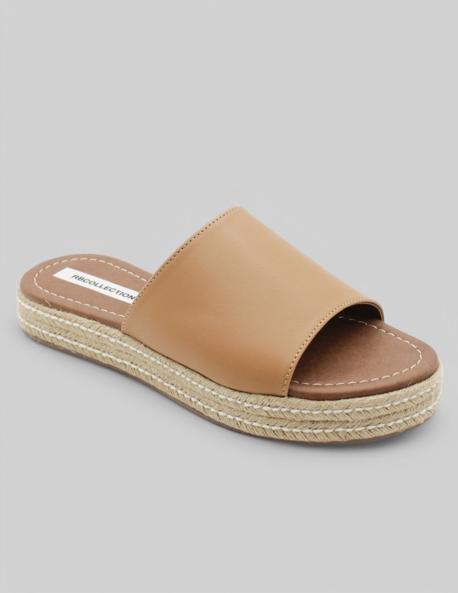 Sandalias de piso Exterior Piel vegana Color Café Para Mujer De RBCOLLECTION