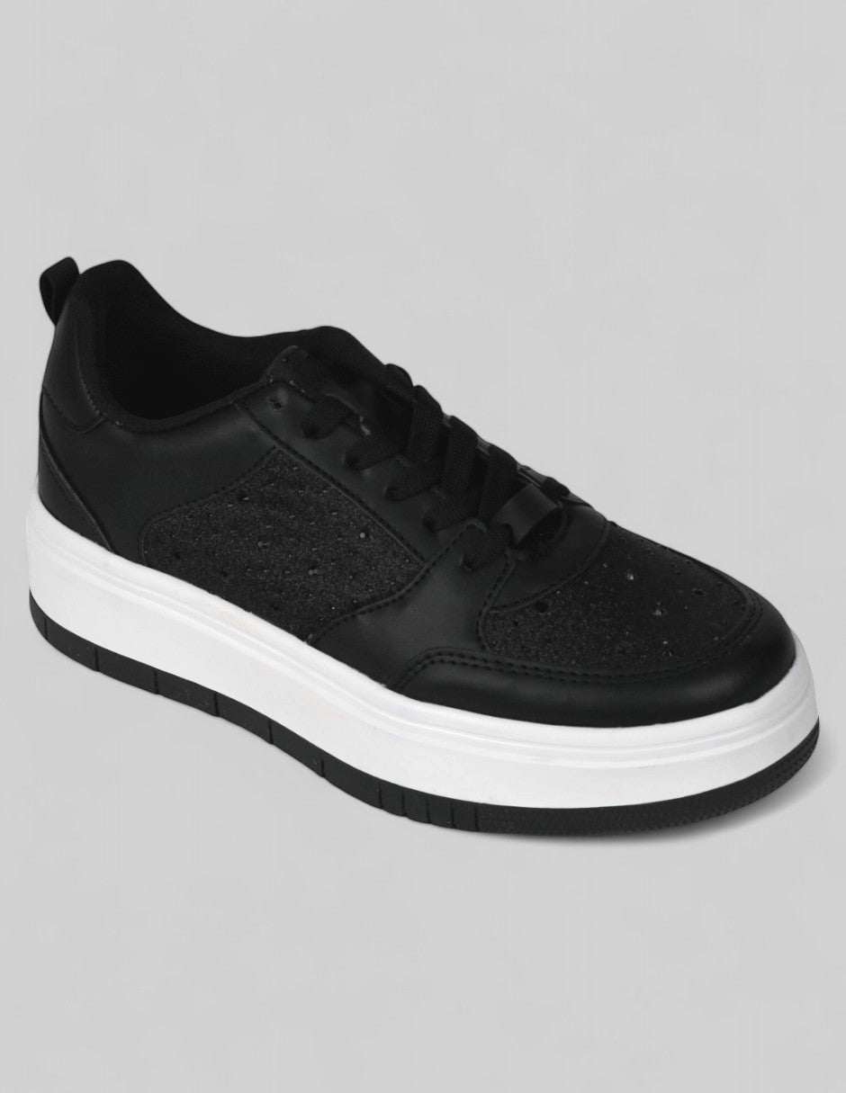 Tenis con cordones Chunk Piel vegana - Negro