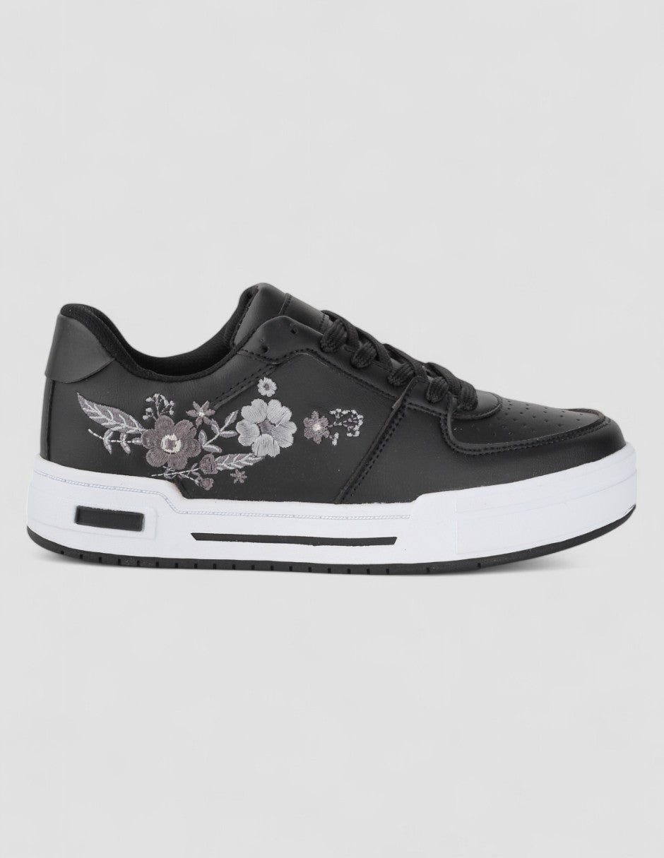 Tenis con cordones Exterior Piel vegana Color Negro Para Mujer De RBCOLLECTION