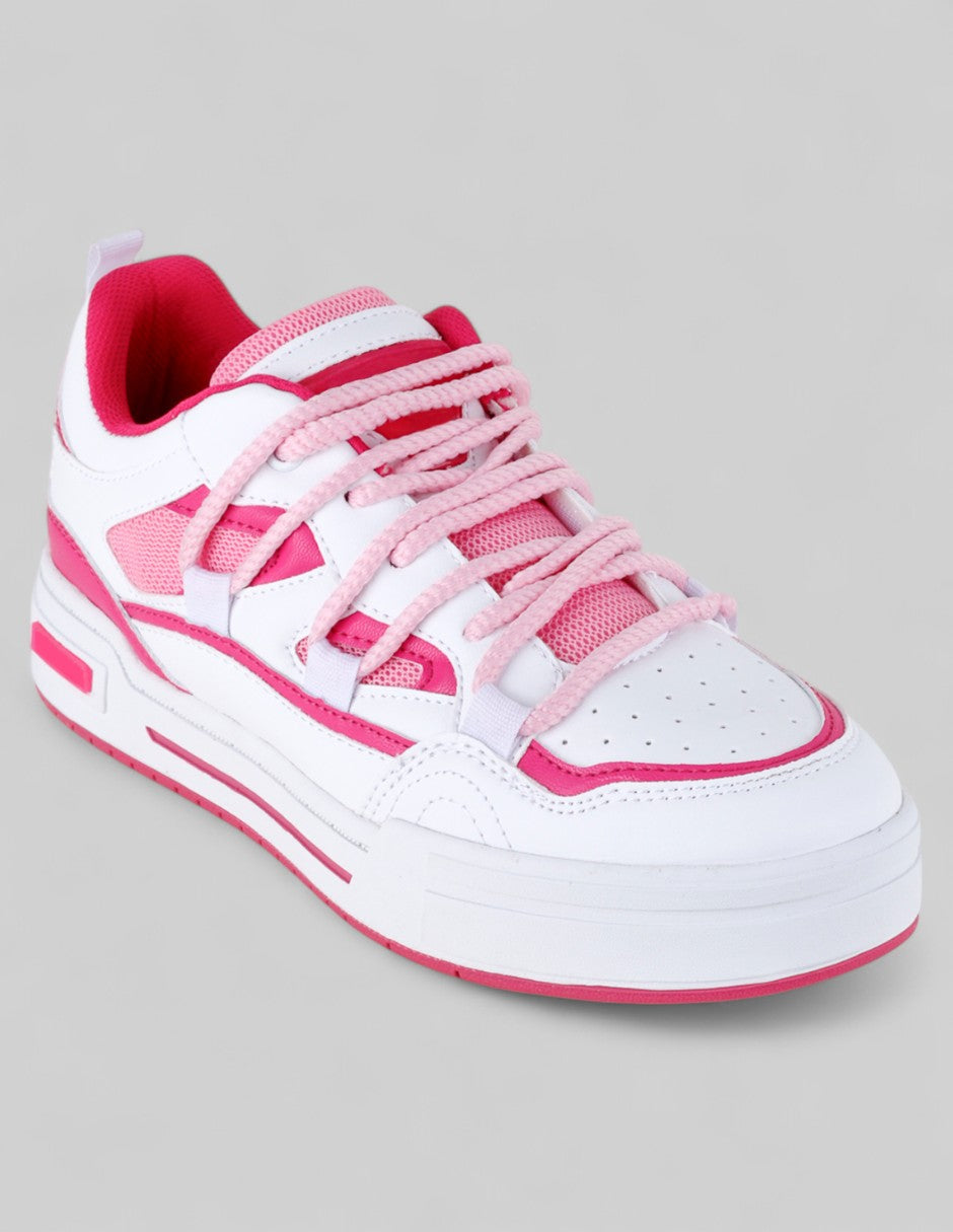 Tenis con cordones Exterior Piel vegana Color Blanco Para Mujer De RBCOLLECTION