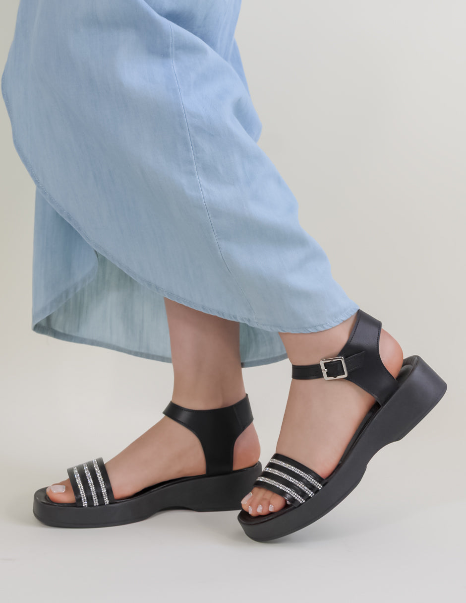 Sandalia con tacón Sprint en Piel vegana - Negro