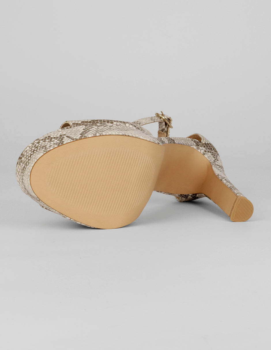 Sandalia con tacón Sylen en Piel vegana – Beige