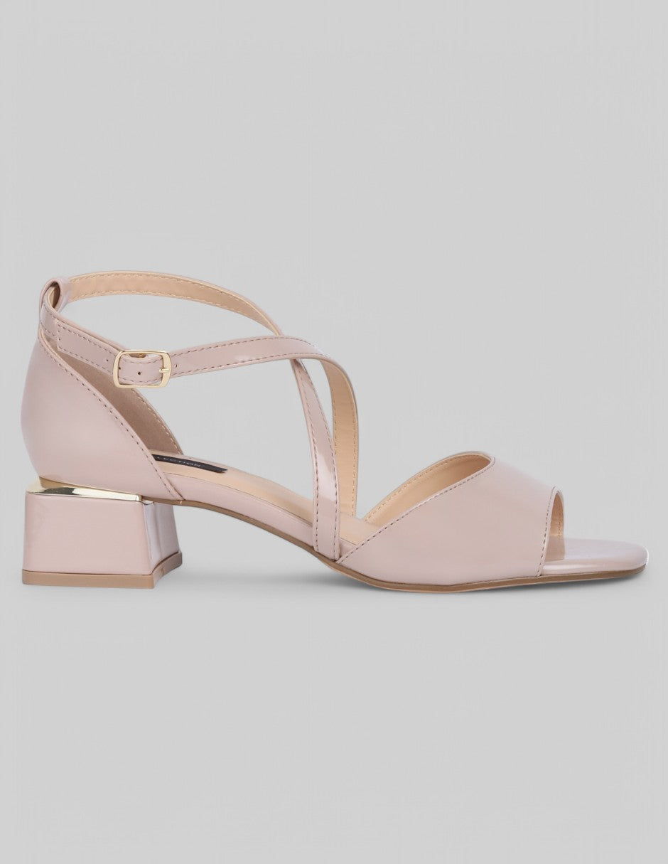 Sandalia con tacón Daily en Charol - Beige