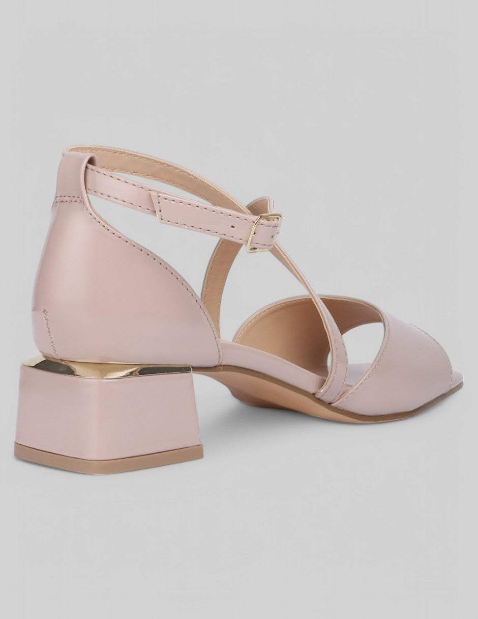 Sandalia con tacón Daily en Charol - Beige