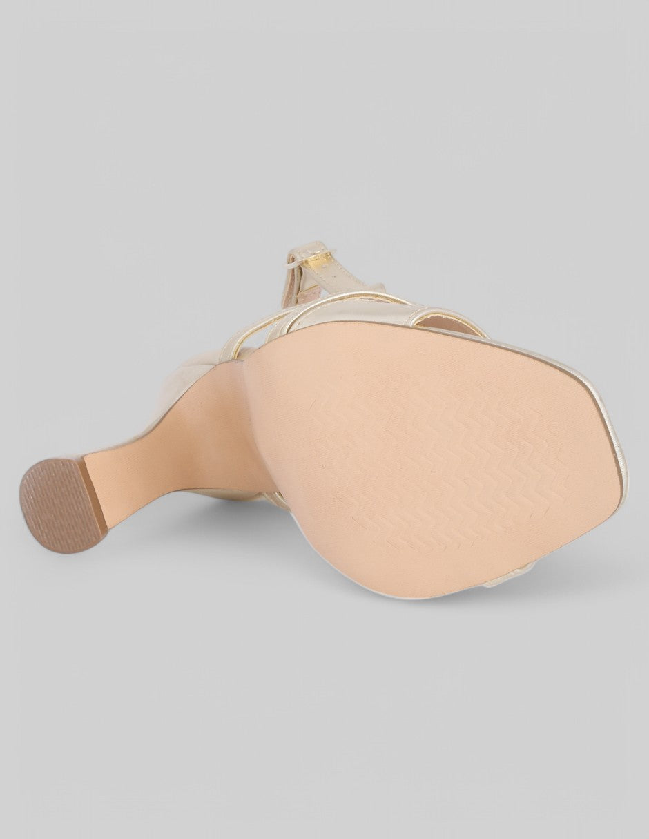 Sandalia con tacón Ave en Piel vegana - Dorado