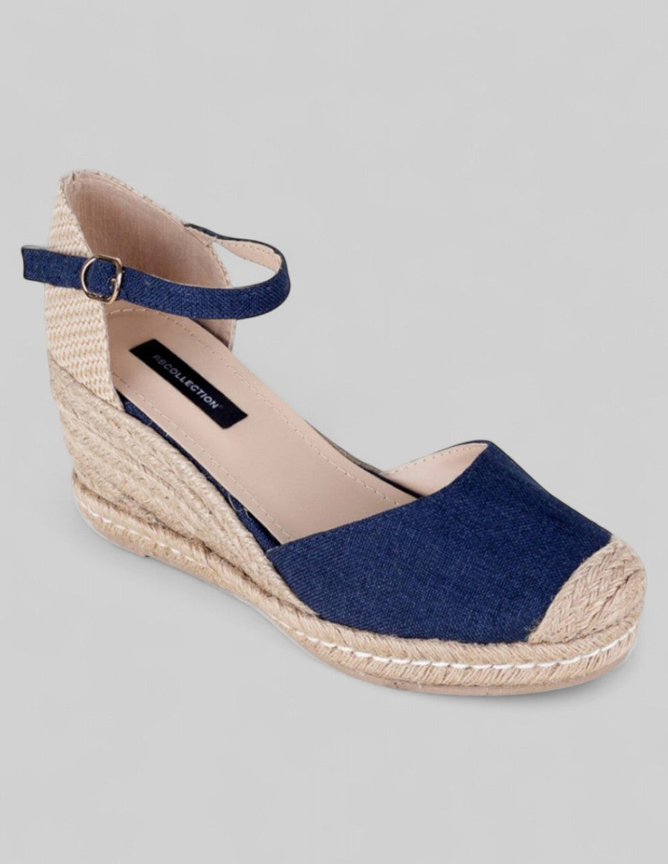 Tacón puente Naia en Textil – Azul