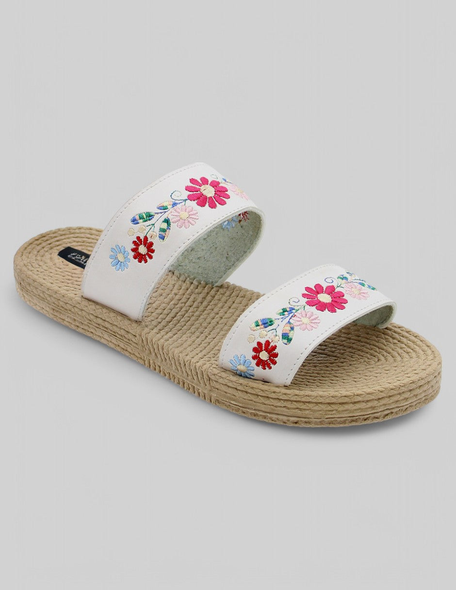 Sandalias de piso Exterior Piel vegana Color Blanco Para Mujer De RBCOLLECTION