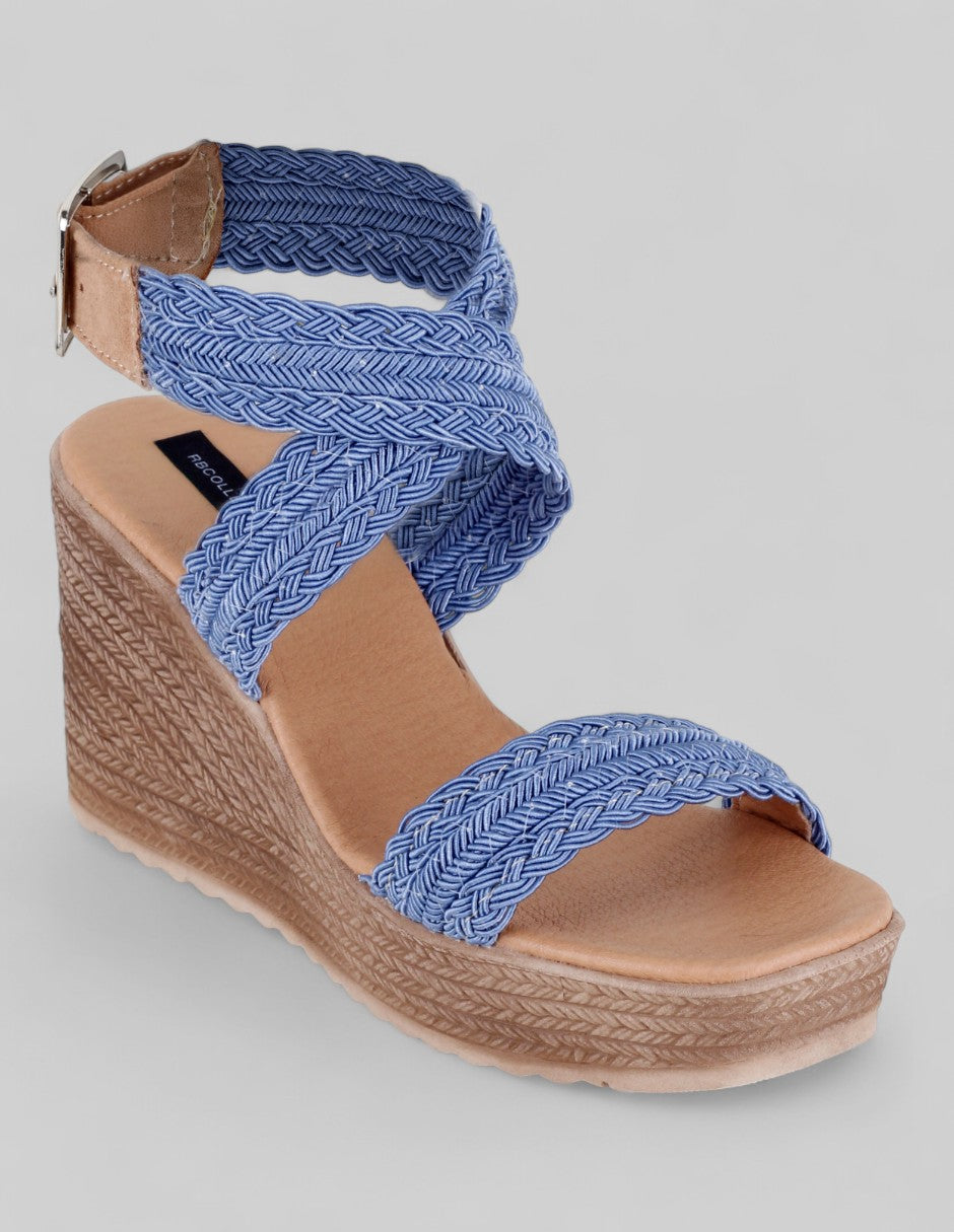 Sandalias con plataforma Naia en Textil – Azul