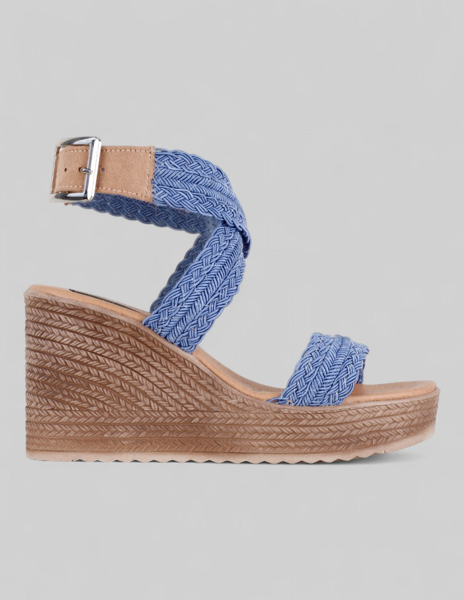 Sandalias con plataforma Naia en Textil – Azul