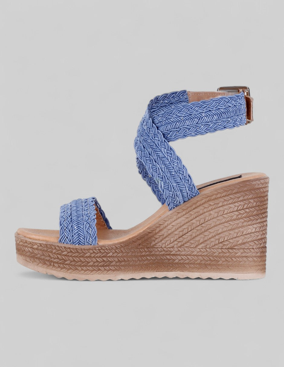 Sandalias con plataforma Naia en Textil – Azul