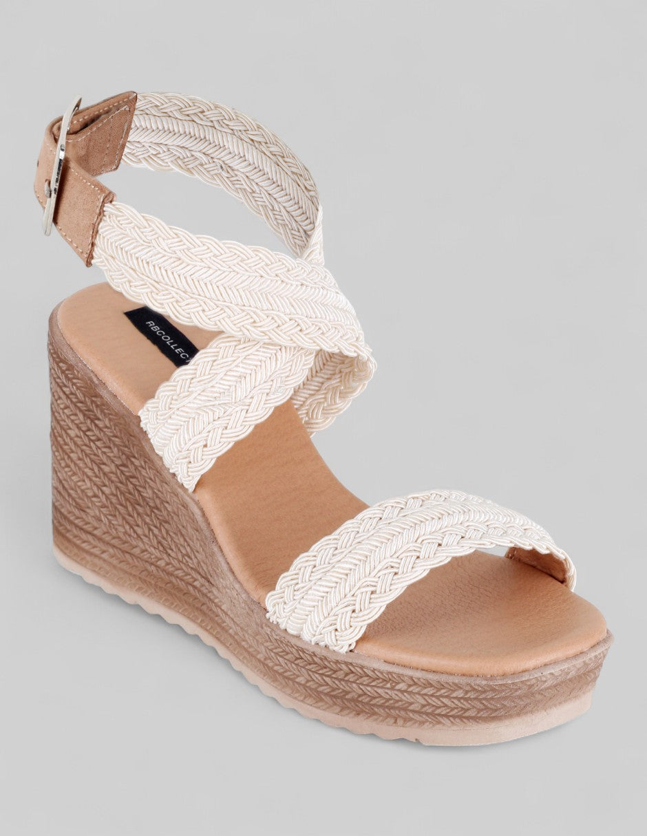 Sandalias con plataforma Naia en Textil – Beige