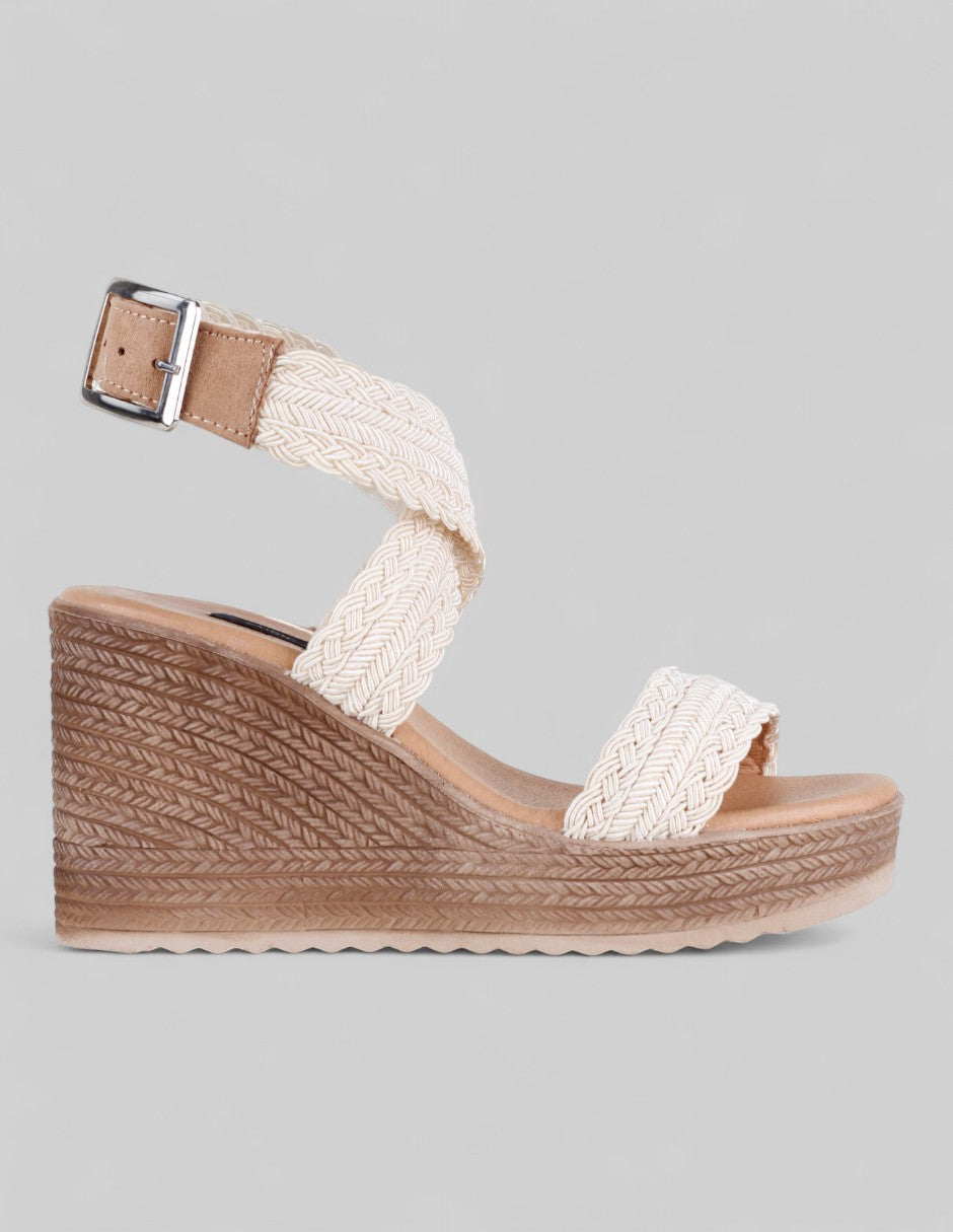 Sandalias con plataforma Naia en Textil – Beige