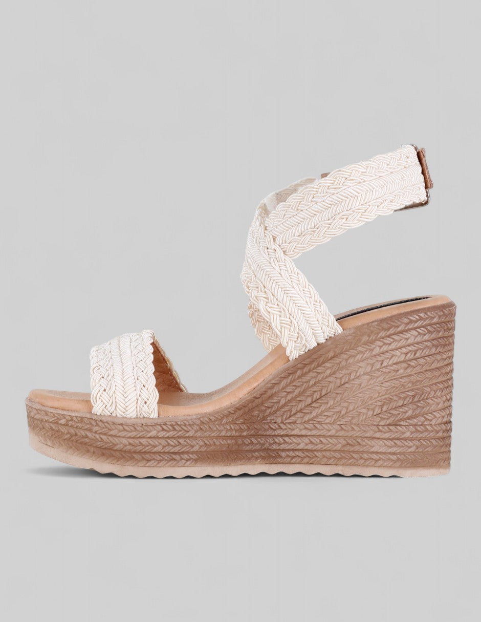 Sandalias con plataforma Naia en Textil – Beige