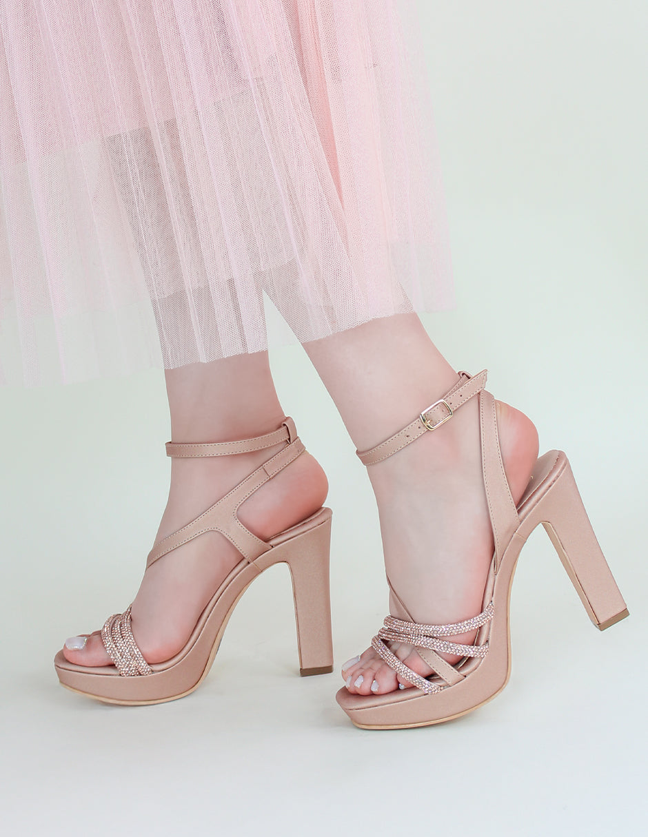 Sandalia con tacón Glam en Sintético - Rosa