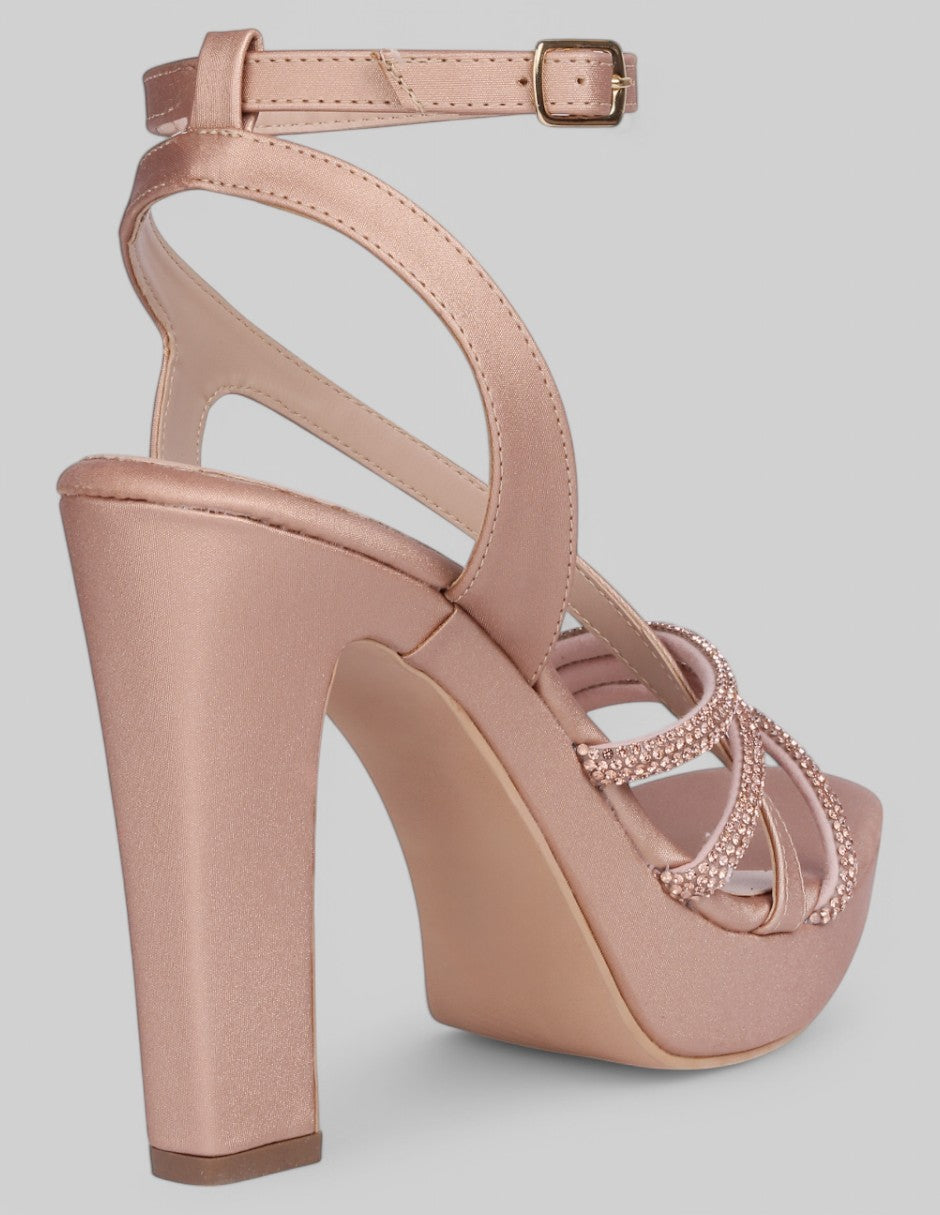 Sandalia con tacón Glam en Sintético - Rosa