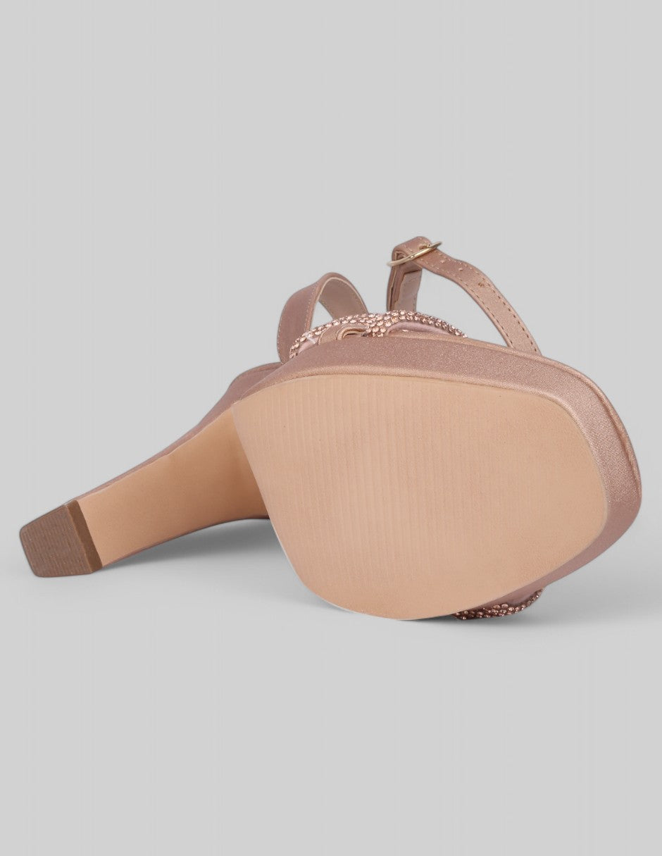Sandalia con tacón Glam en Sintético - Rosa