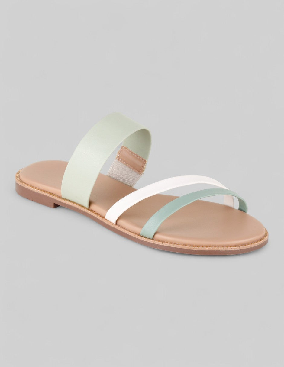 Sandalias de piso Exterior Piel vegana Color Verde Para Mujer De RBBASICS