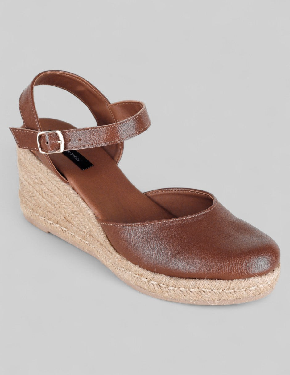 Tacón puente Naia en Piel vegana – Café