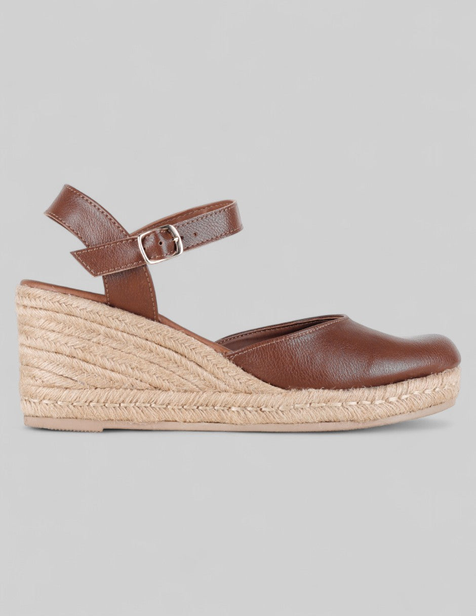 Tacón puente Naia en Piel vegana – Café