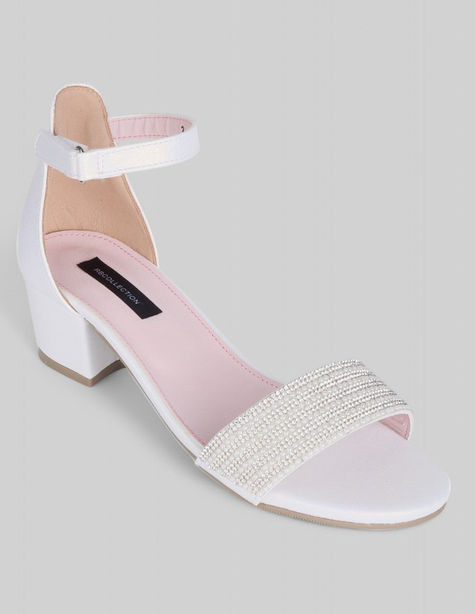 Sandalia con tacón Exterior Sintético Color Blanco Para Mujer De RBCOLLECTION