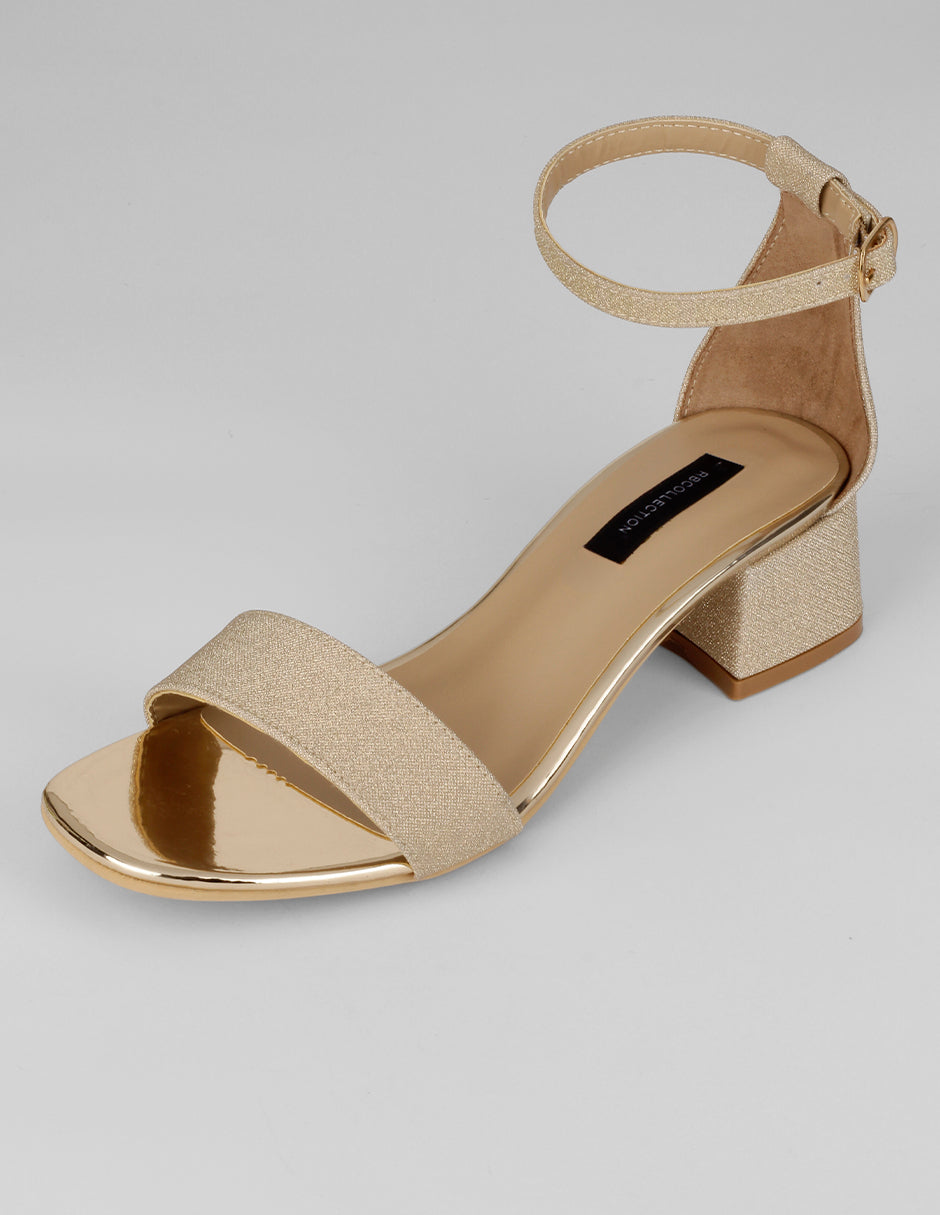 Sandalia con tacón Glowm en Sintético – Dorado