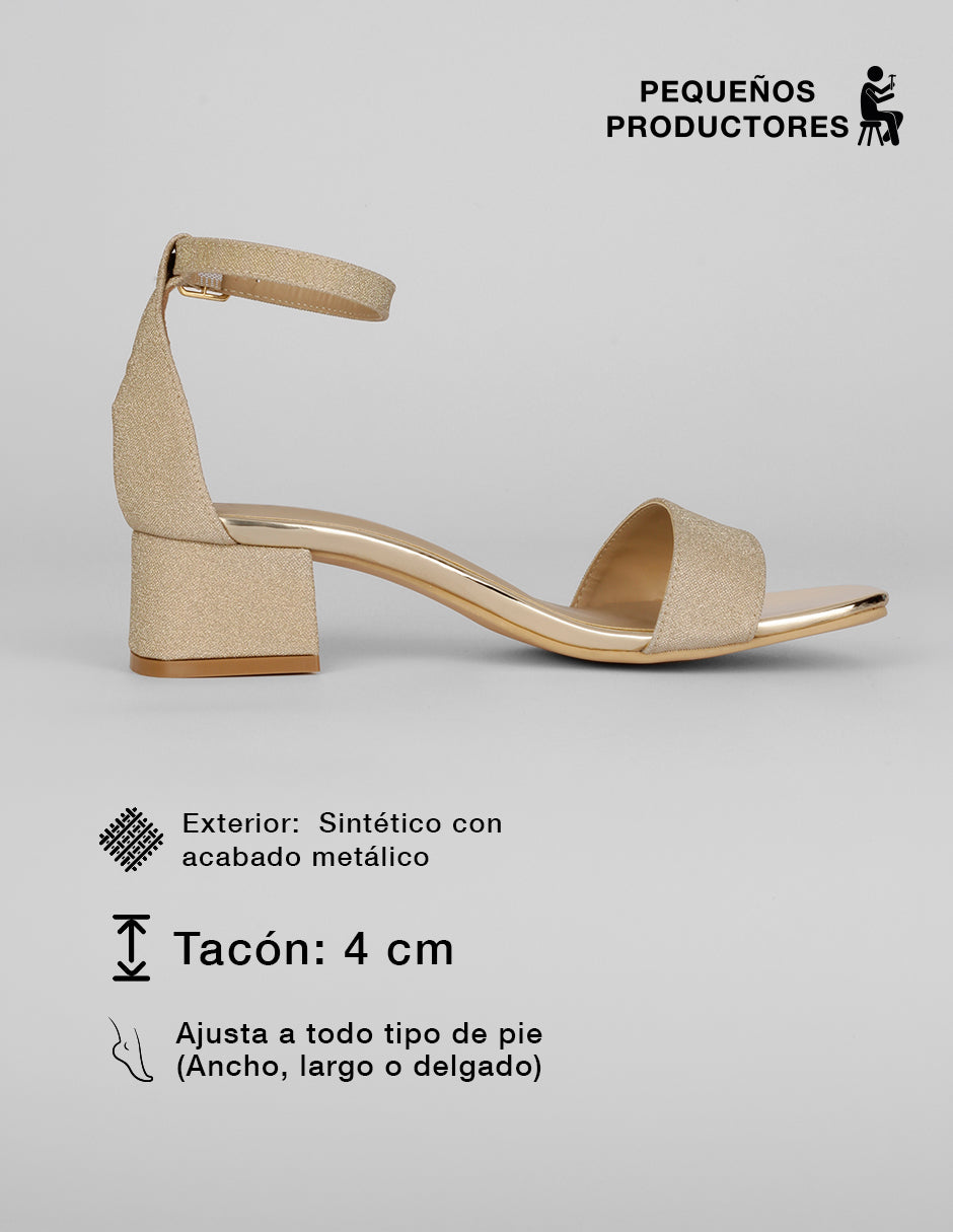 Sandalia con tacón Glowm en Sintético – Dorado