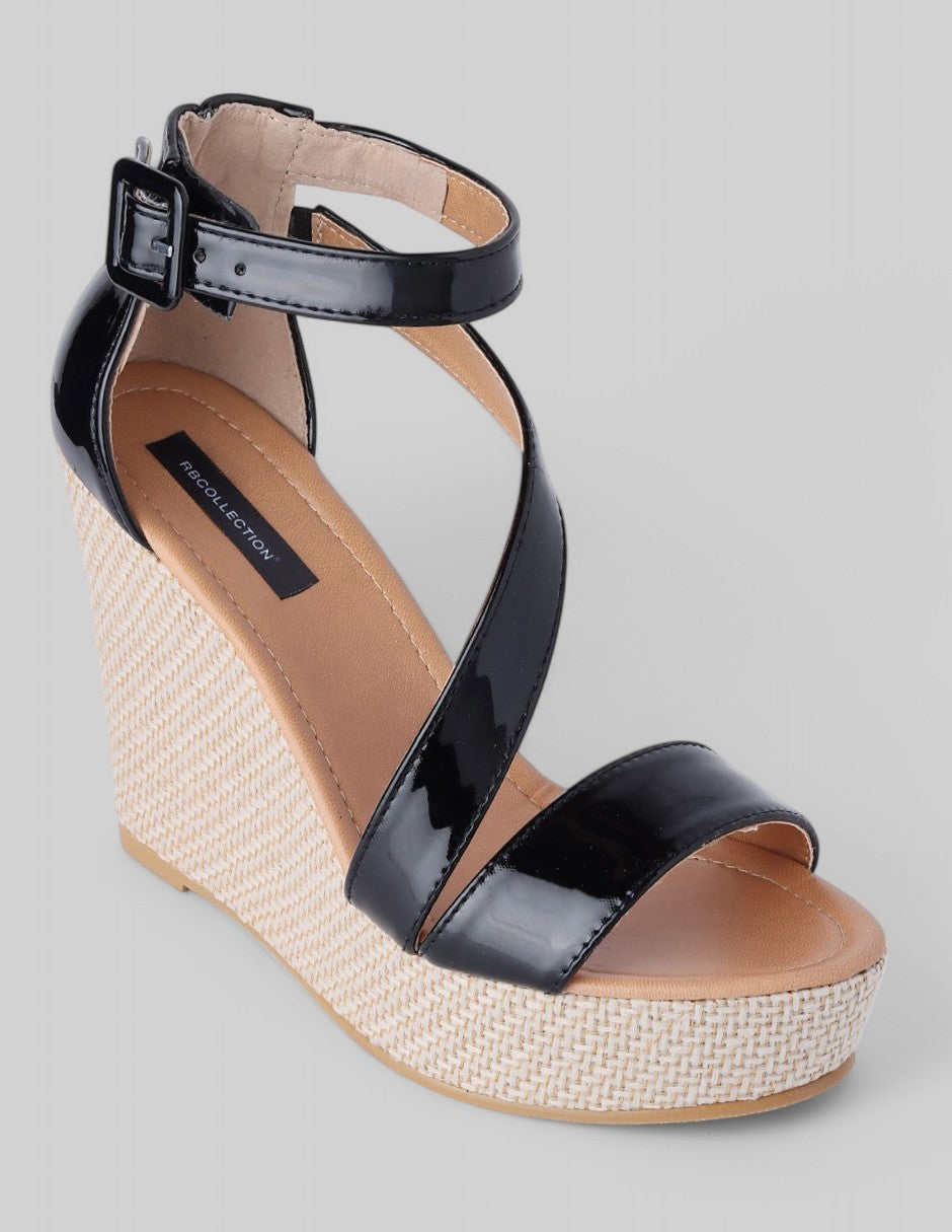 Sandalias con plataforma Exterior Charol Color Negro Para Mujer De RBCOLLECTION