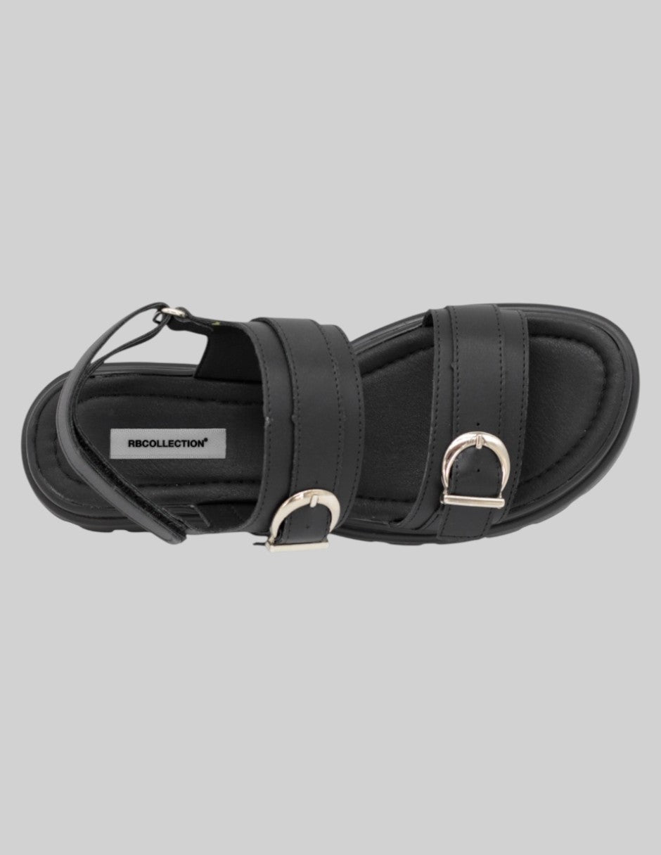 Sandalias de piso Yuri en Piel vegana – Negro