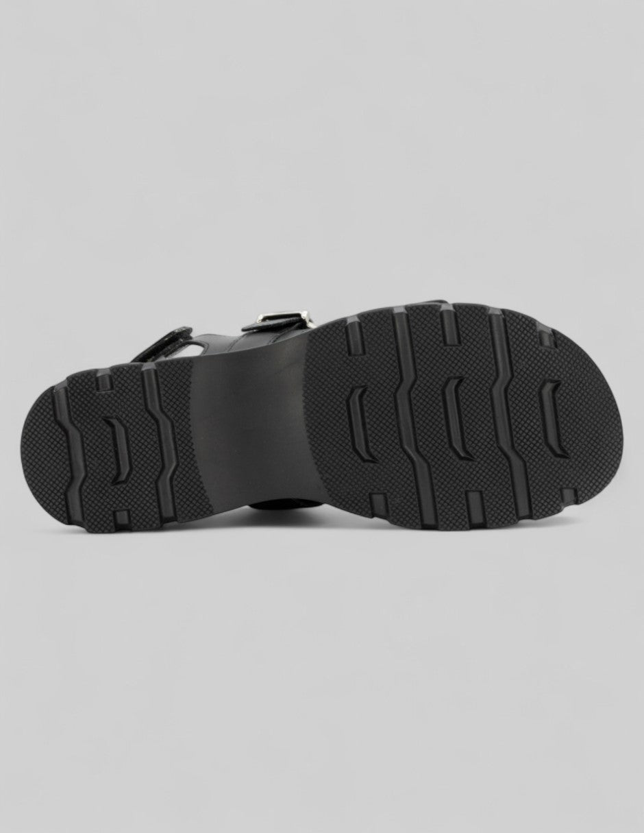 Sandalias de piso Yuri en Piel vegana – Negro