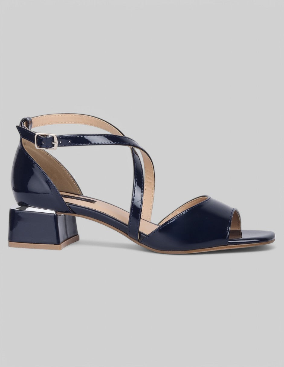 Sandalia con tacón Glam en Charol - Azul