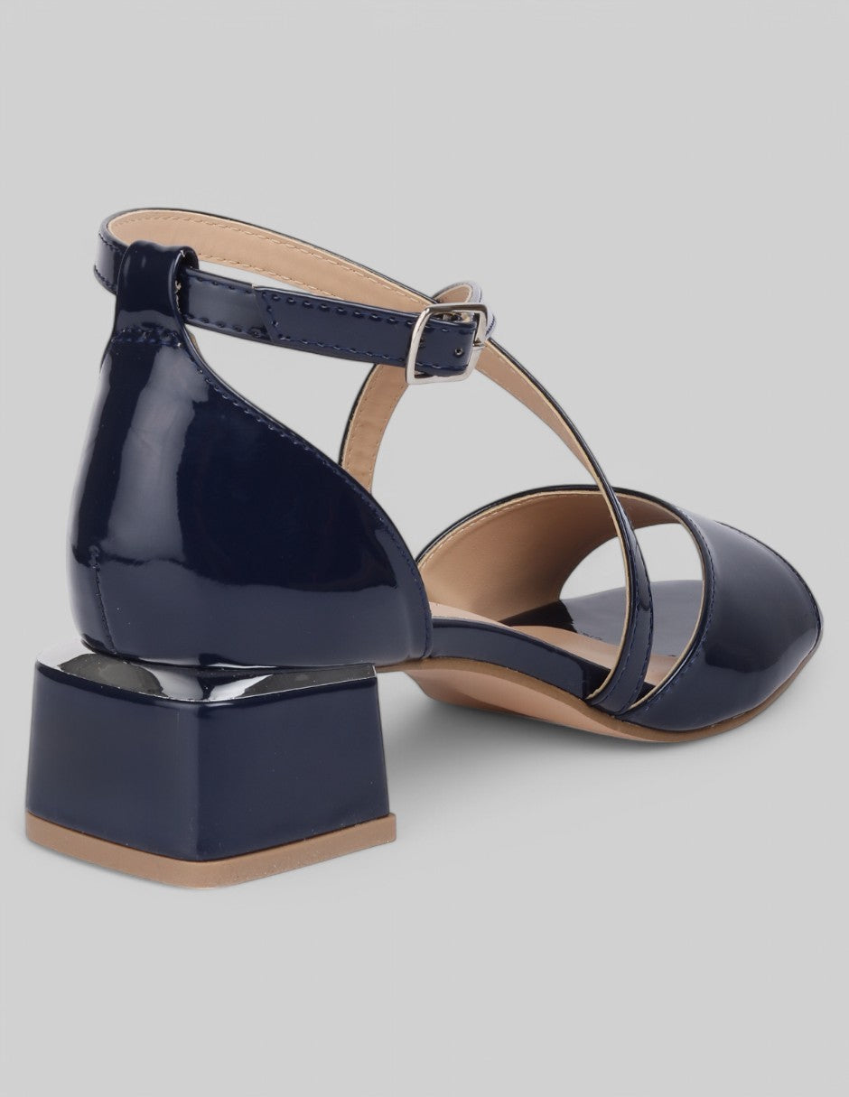 Sandalia con tacón Glam en Charol - Azul