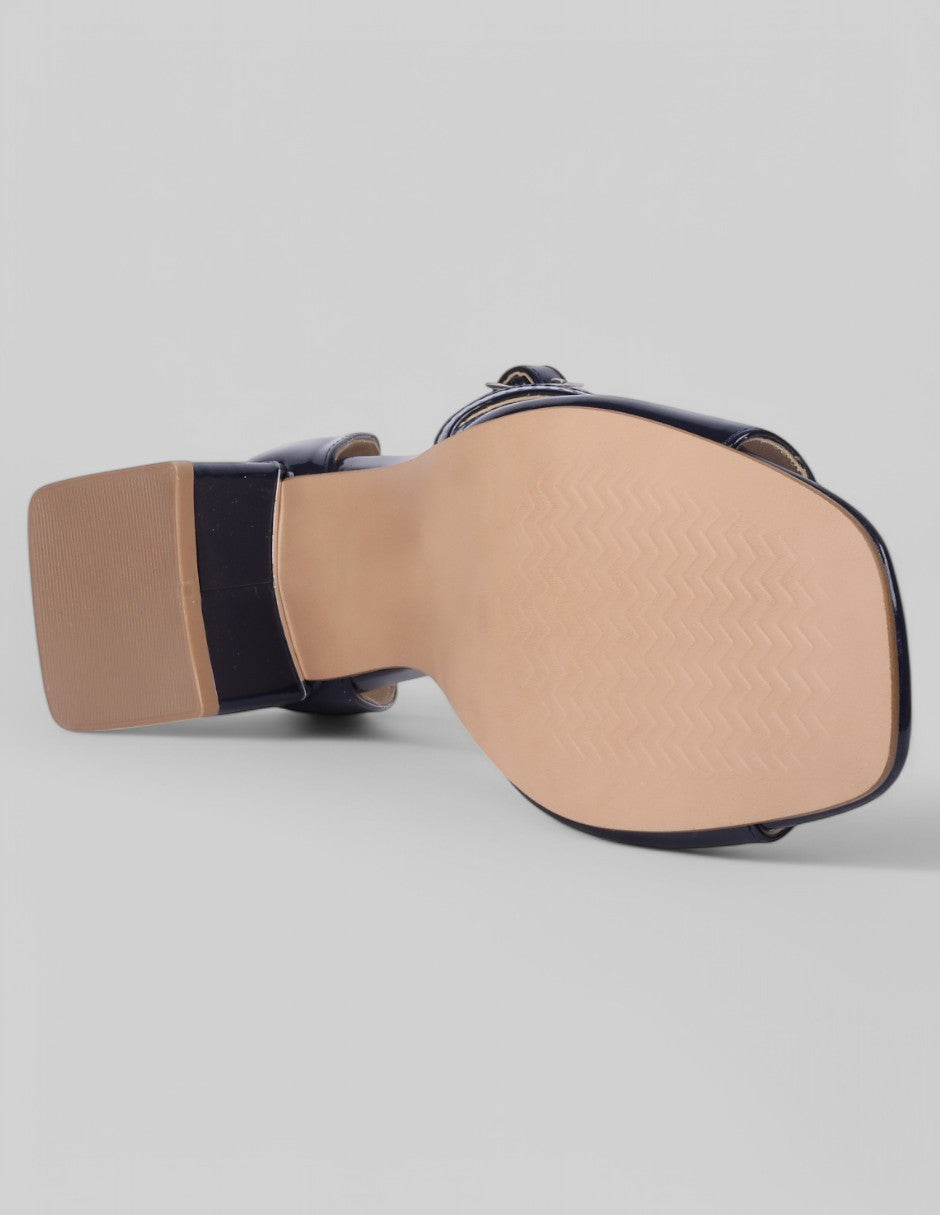 Sandalia con tacón Glam en Charol - Azul