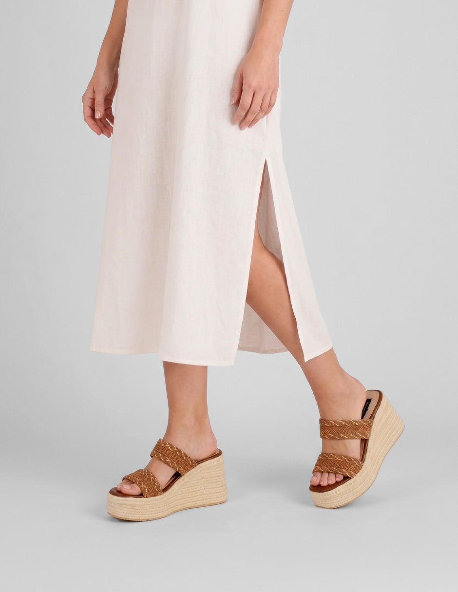 Sandalias con plataforma Naia en Textil – Café