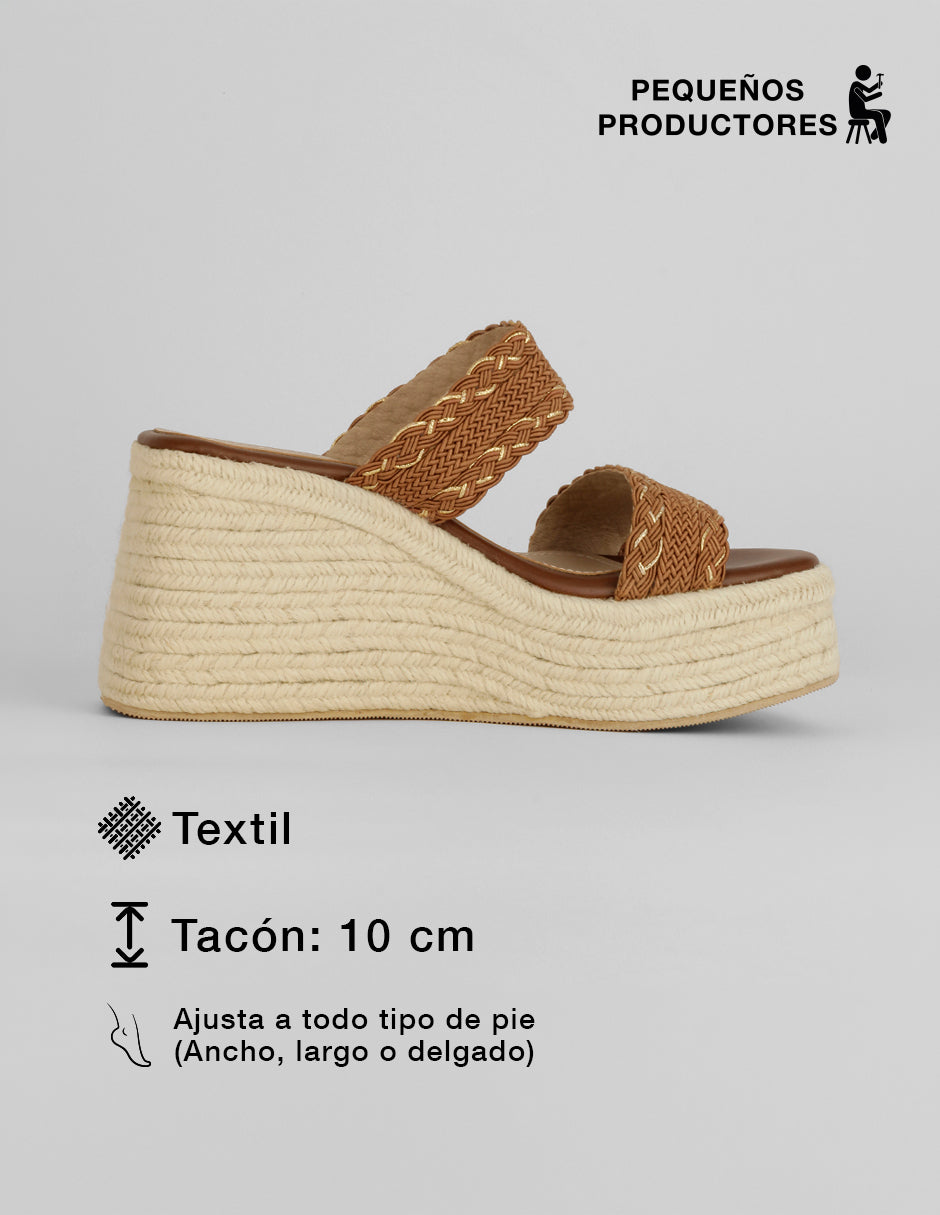 Sandalias con plataforma Naia en Textil – Café
