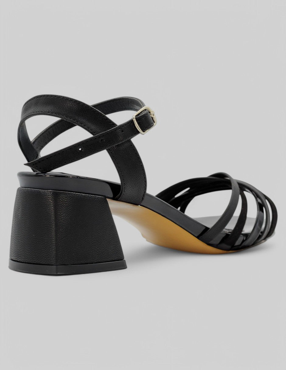 Sandalia con tacón Glam en Piel vegana - Negro