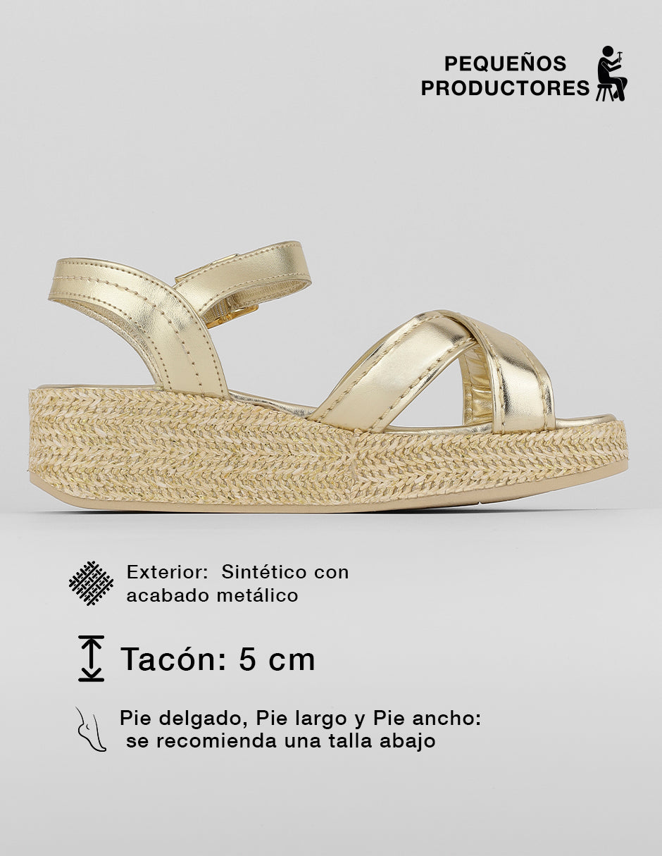 Sandalias con plataforma Naia en Sintético – Dorado