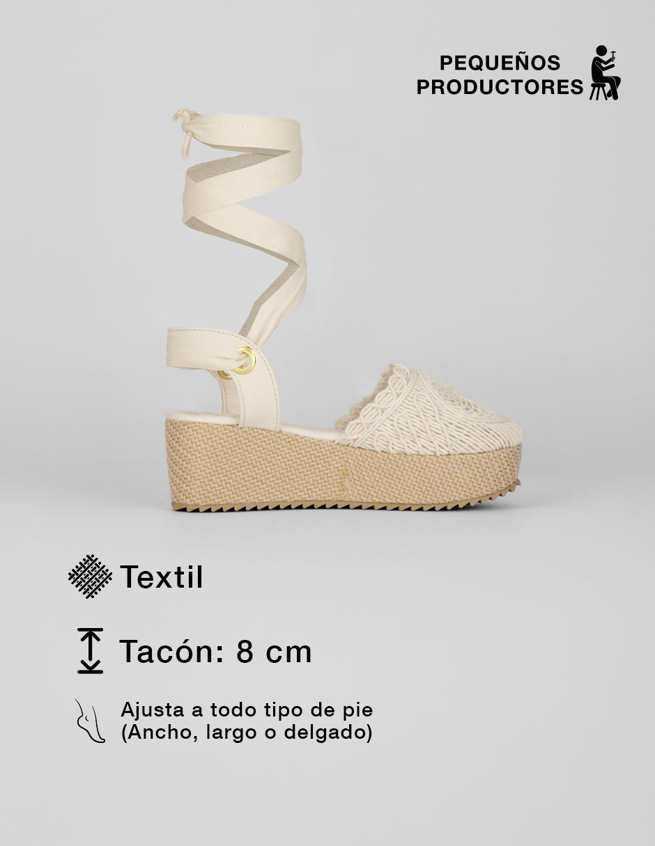 Sandalias con plataforma Naia en Textil – Latte
