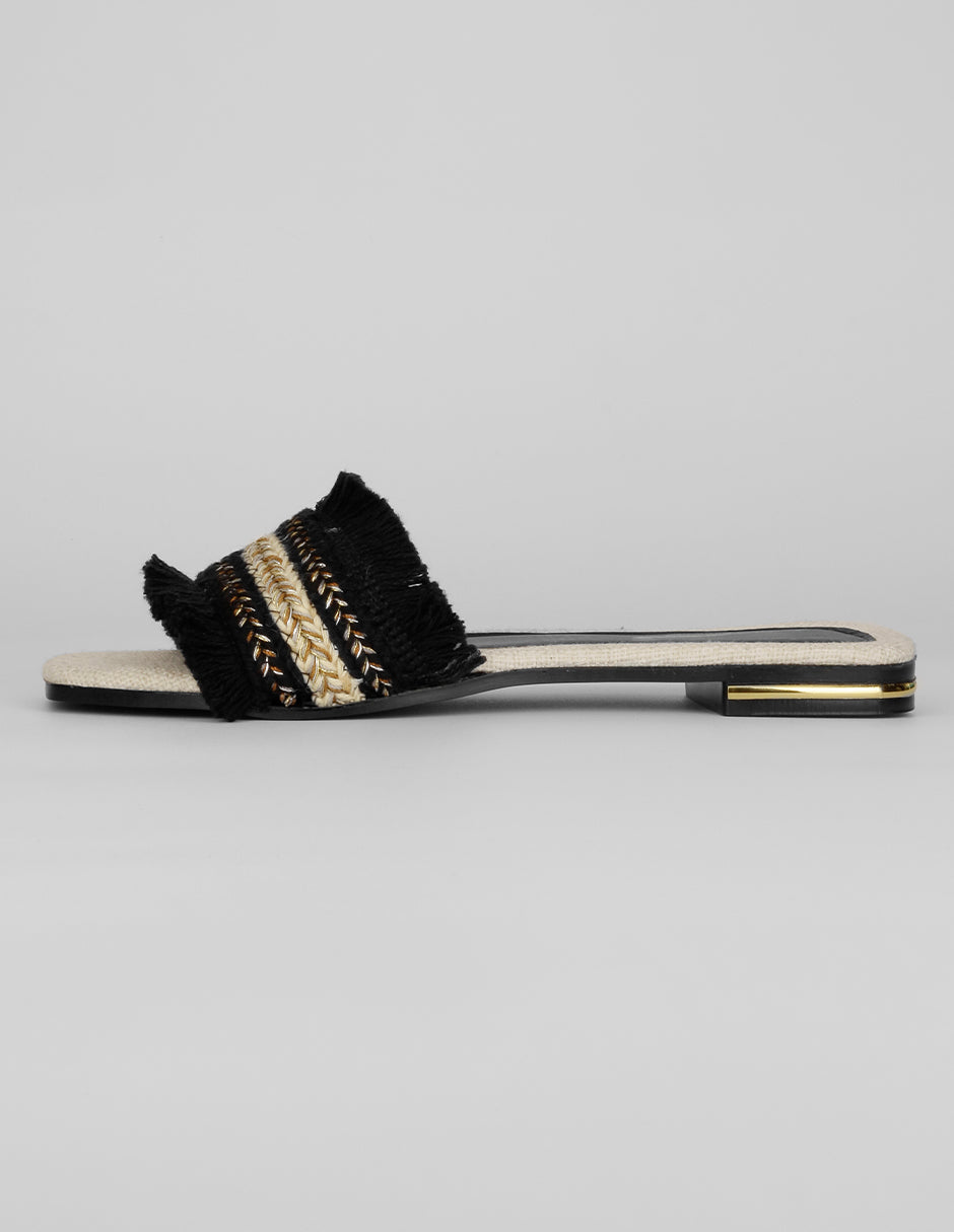 Sandalias de piso Exterior Textil Color Negro Para Mujer De RBBASICS