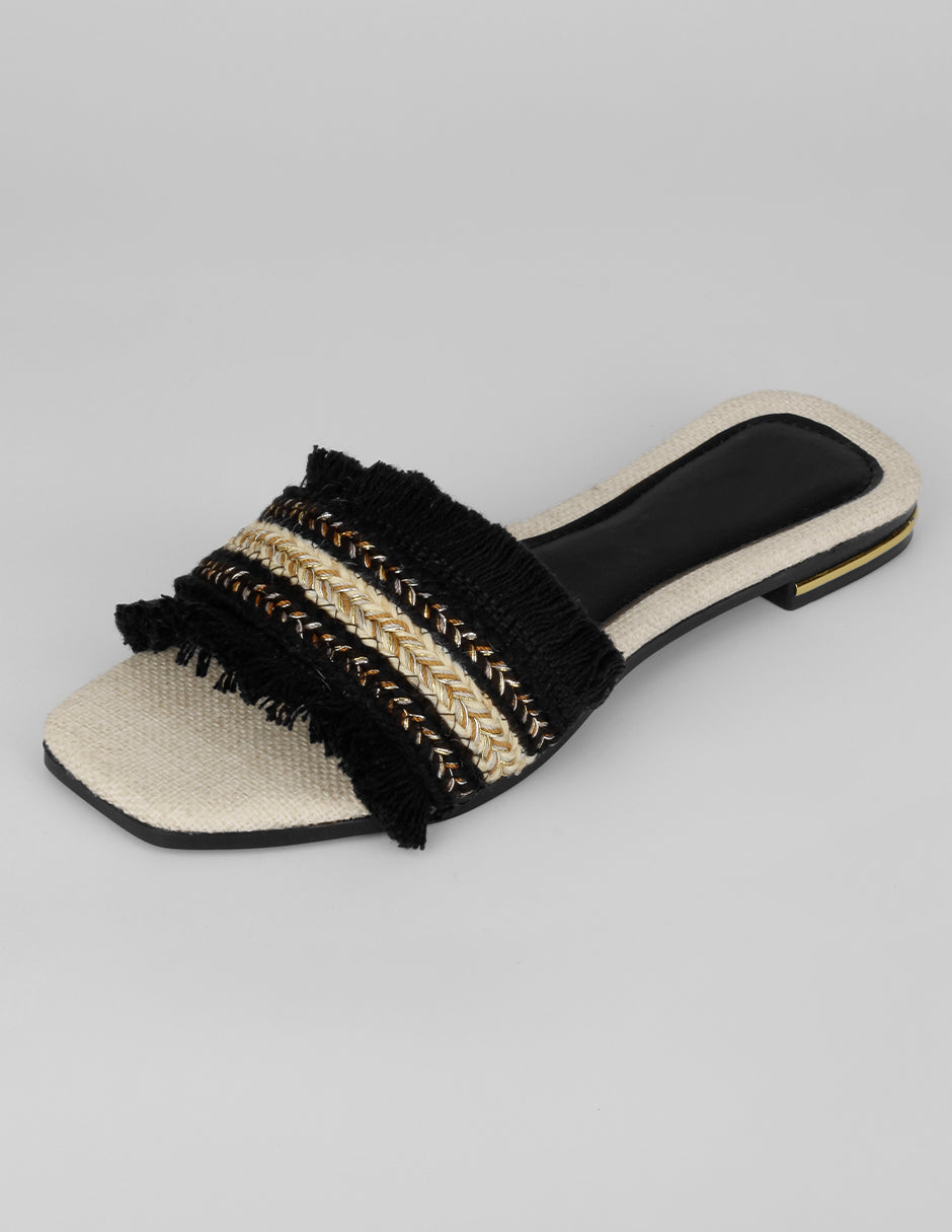Sandalias de piso Soft en Textil – Negro