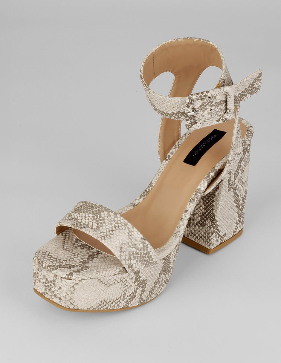 Sandalia con tacón Sylen  en Piel vegana – Multicolor