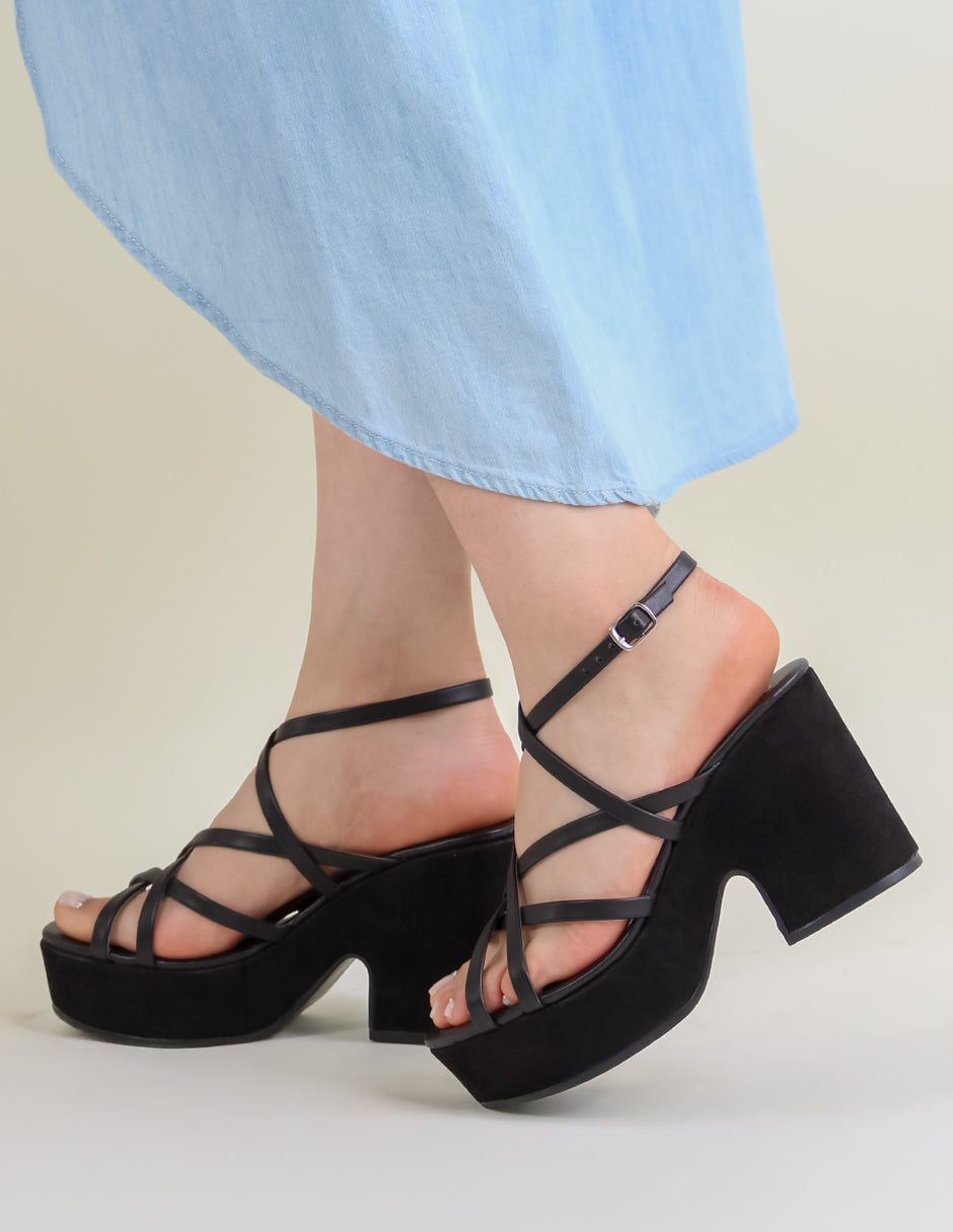 Sandalia con tacón Daily en Piel vegana - Negro