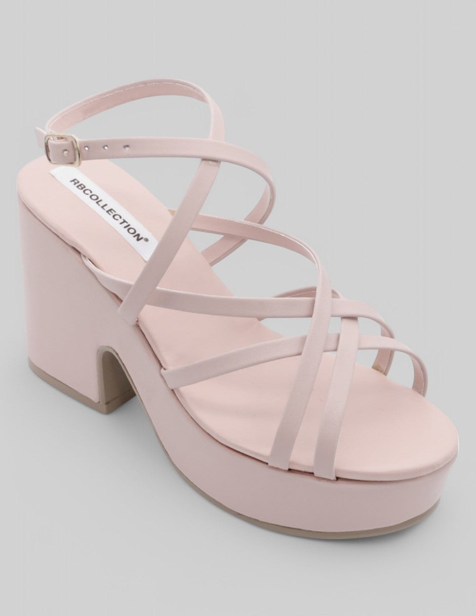 Sandalia con tacón Exterior Piel vegana Color Rosa Para Mujer De RBCOLLECTION