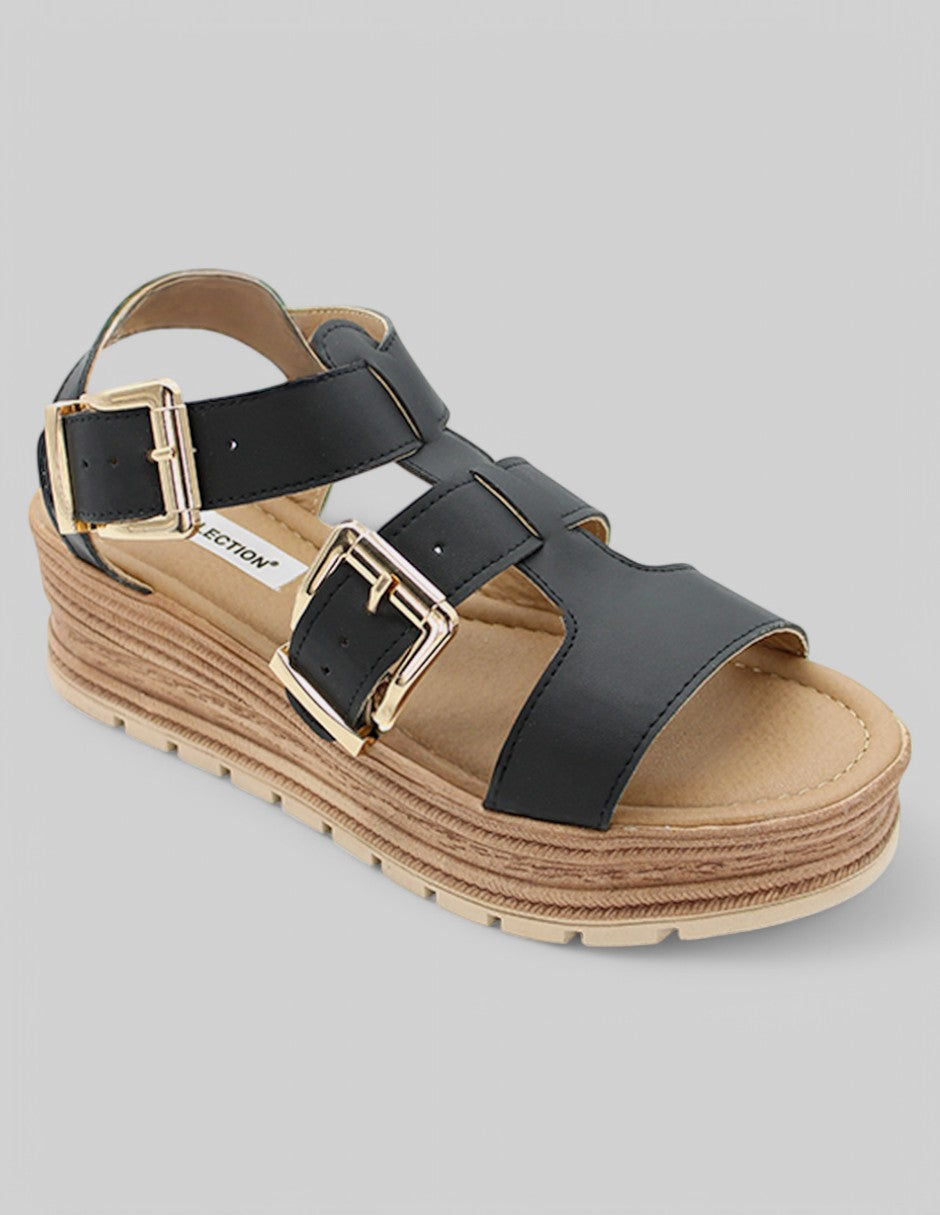 Sandalias con plataforma Exterior Piel vegana Color Negro Para Mujer De RBCOLLECTION