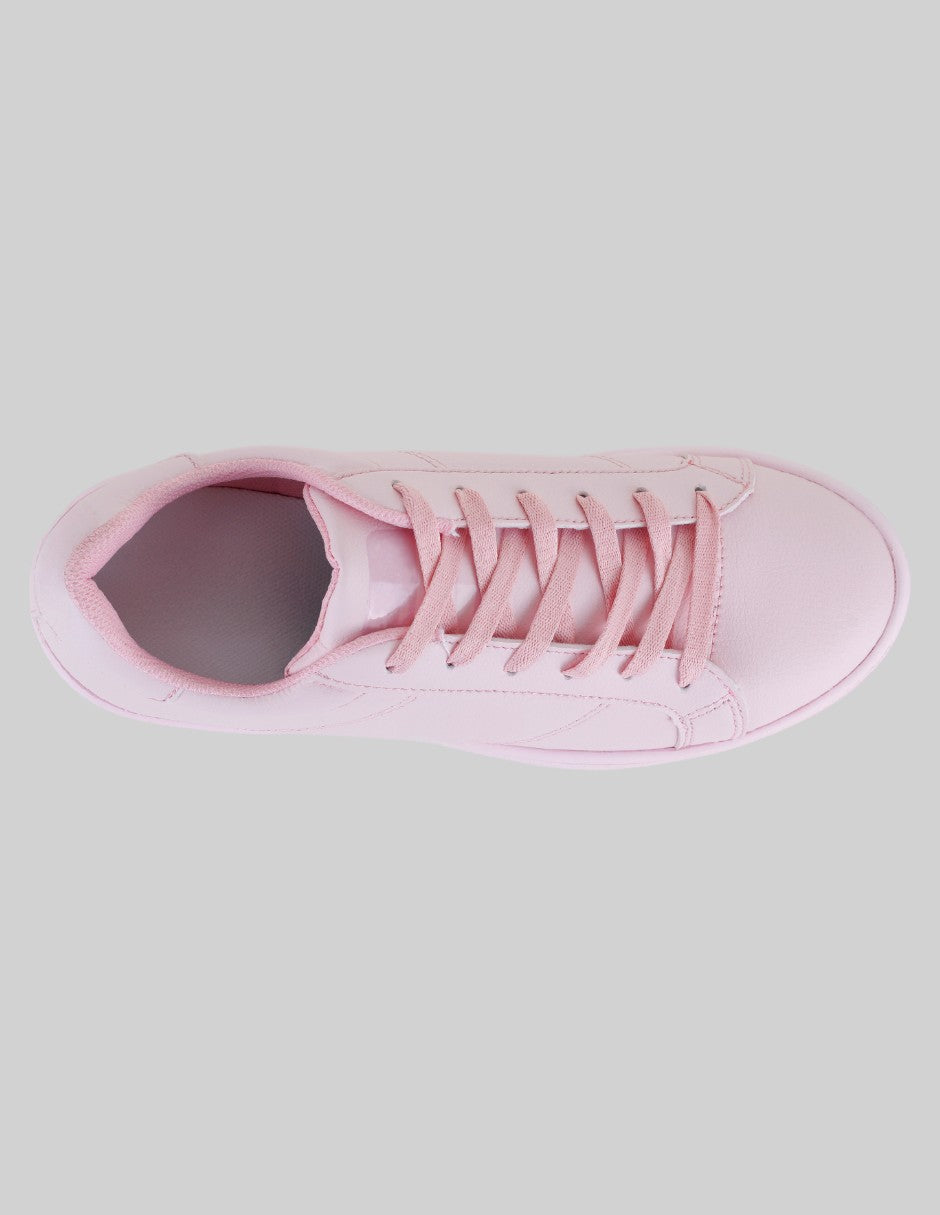 Tenis con cordones A&P en Piel vegana – Rosa