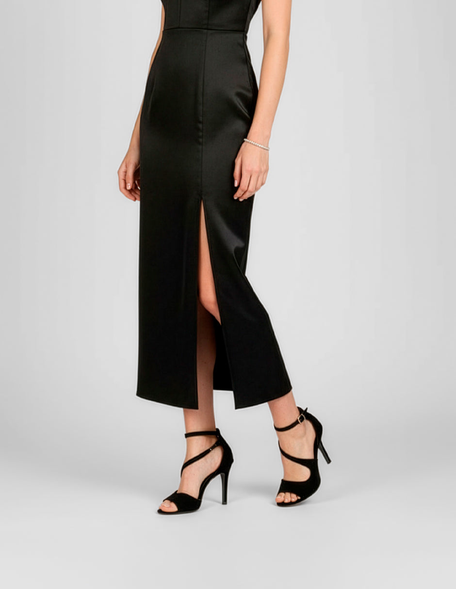 Sandalia con tacón Sylen en Gamuza – Negro