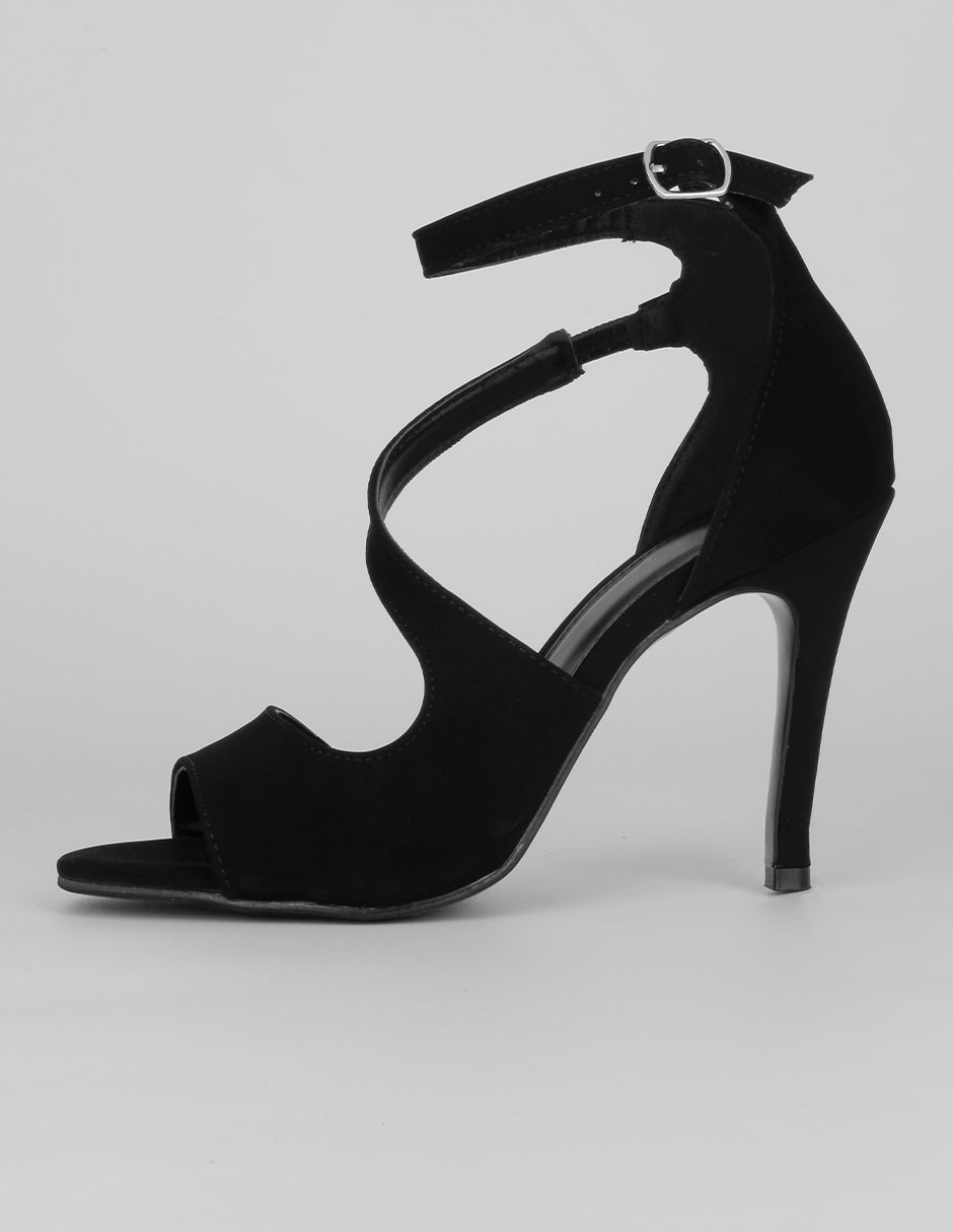 Sandalia con tacón Exterior Gamuza Color Negro Para Mujer De RBCOLLECTION