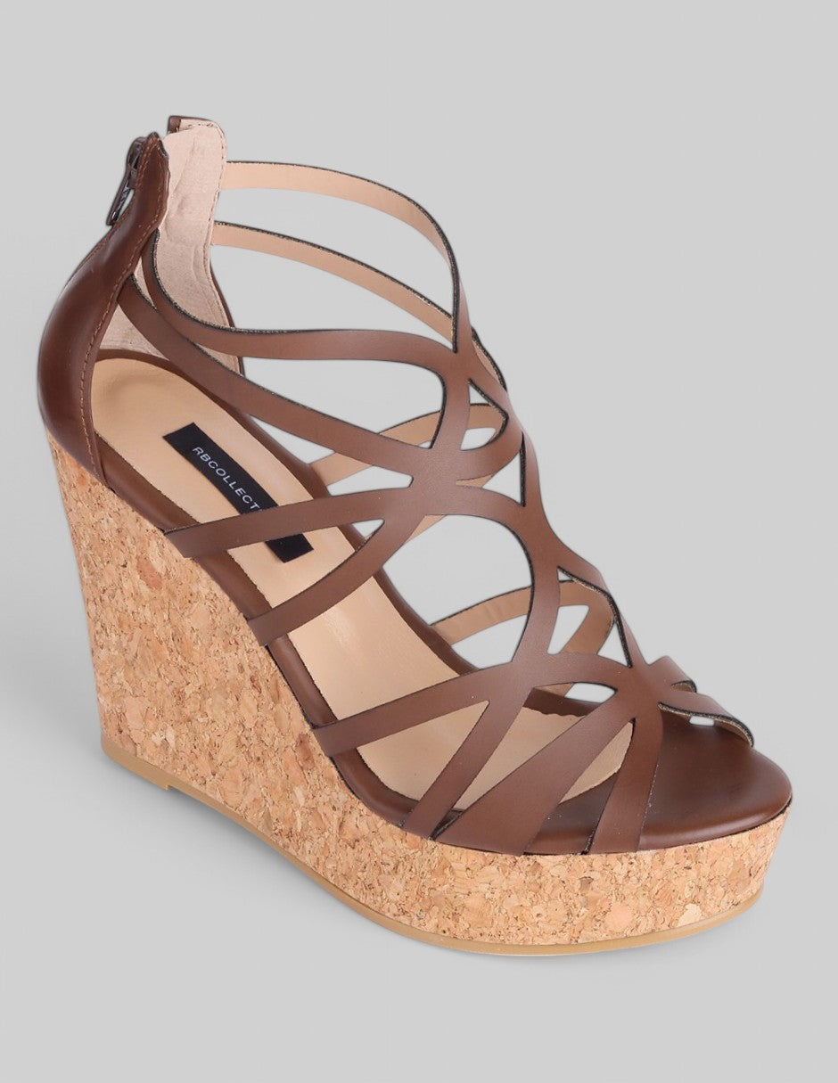 Sandalias con plataforma Exterior Piel vegana Color Café Para Mujer De RBCOLLECTION